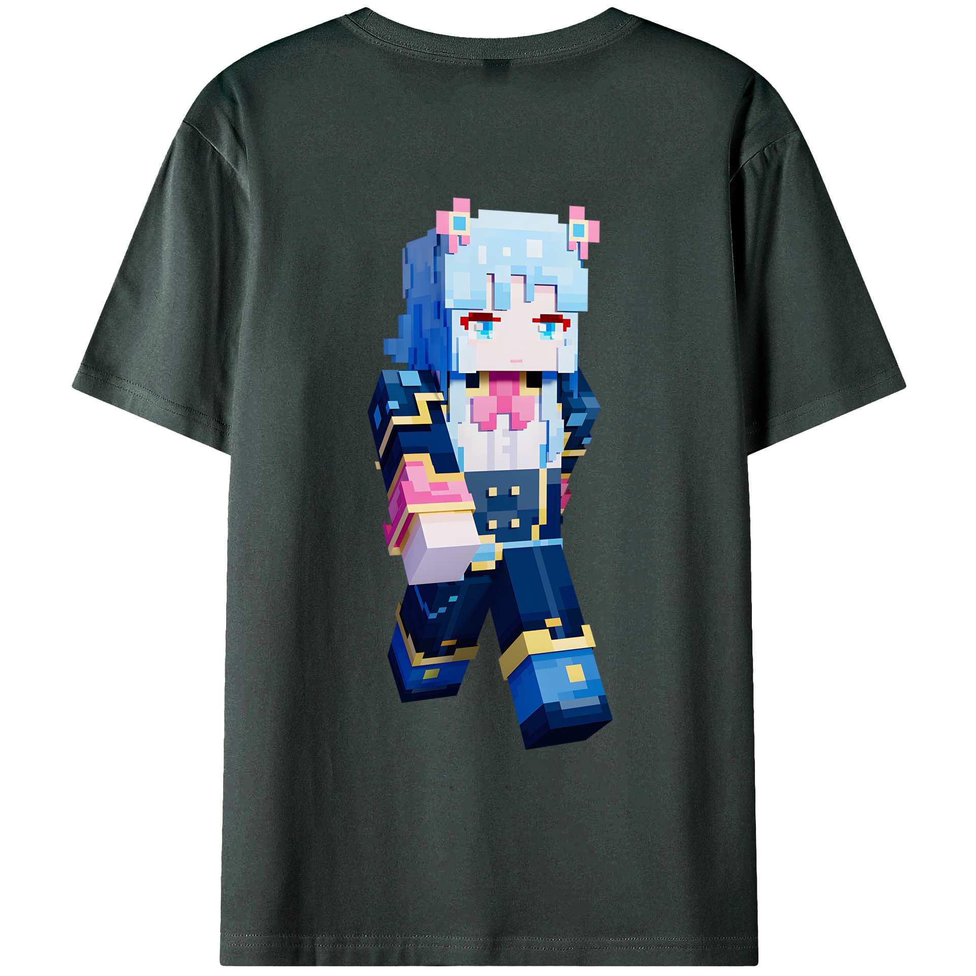 （画像用） マインクラフト ブロックの世界 Minecraft MC Block world 綿100％ メンズ半袖Tシャツ（バックプリント） 通気性
